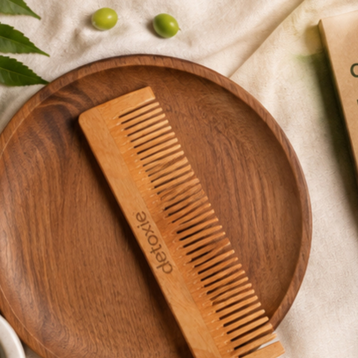 Neem Lilly Wooden Comb For Men & Women | Detangling, Frizz Control, Shine & Styling | 1 Piece | For All Hair Types
