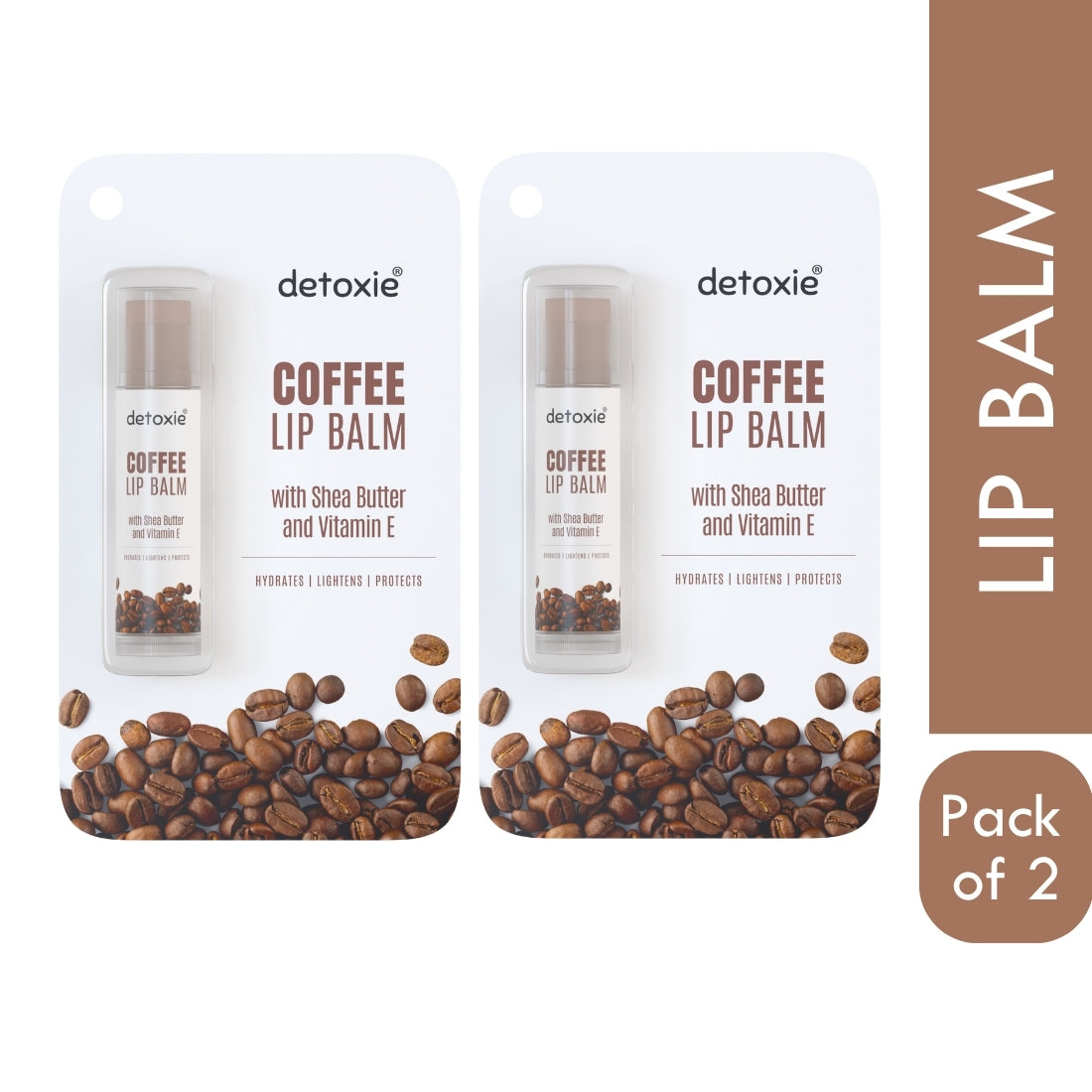 Detoxie Pack of 2 Coffee Lip Balm With Shea Butter and Liquorice - 4.5g Each