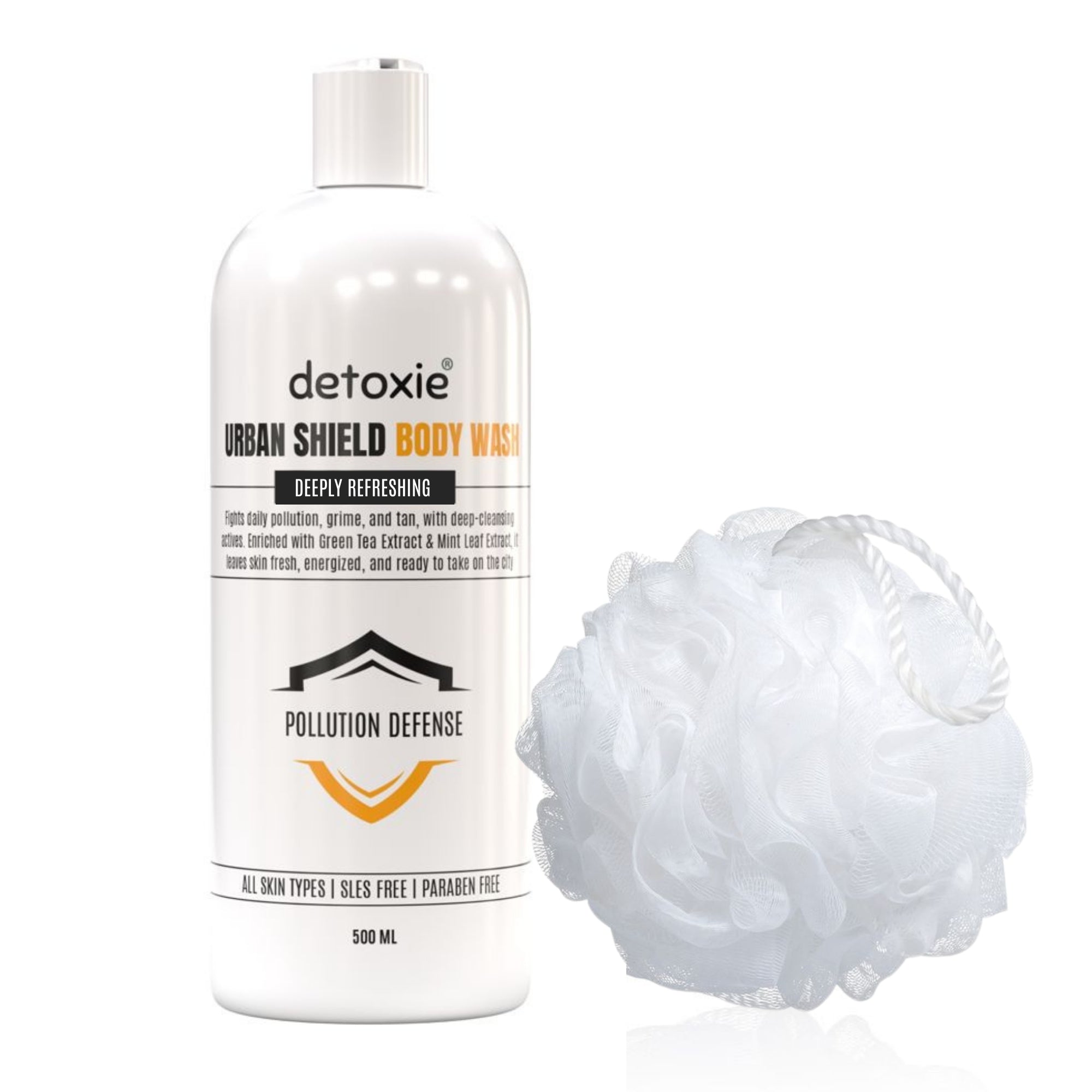 Urban Shield Body Wash with Loofah- 500 ml