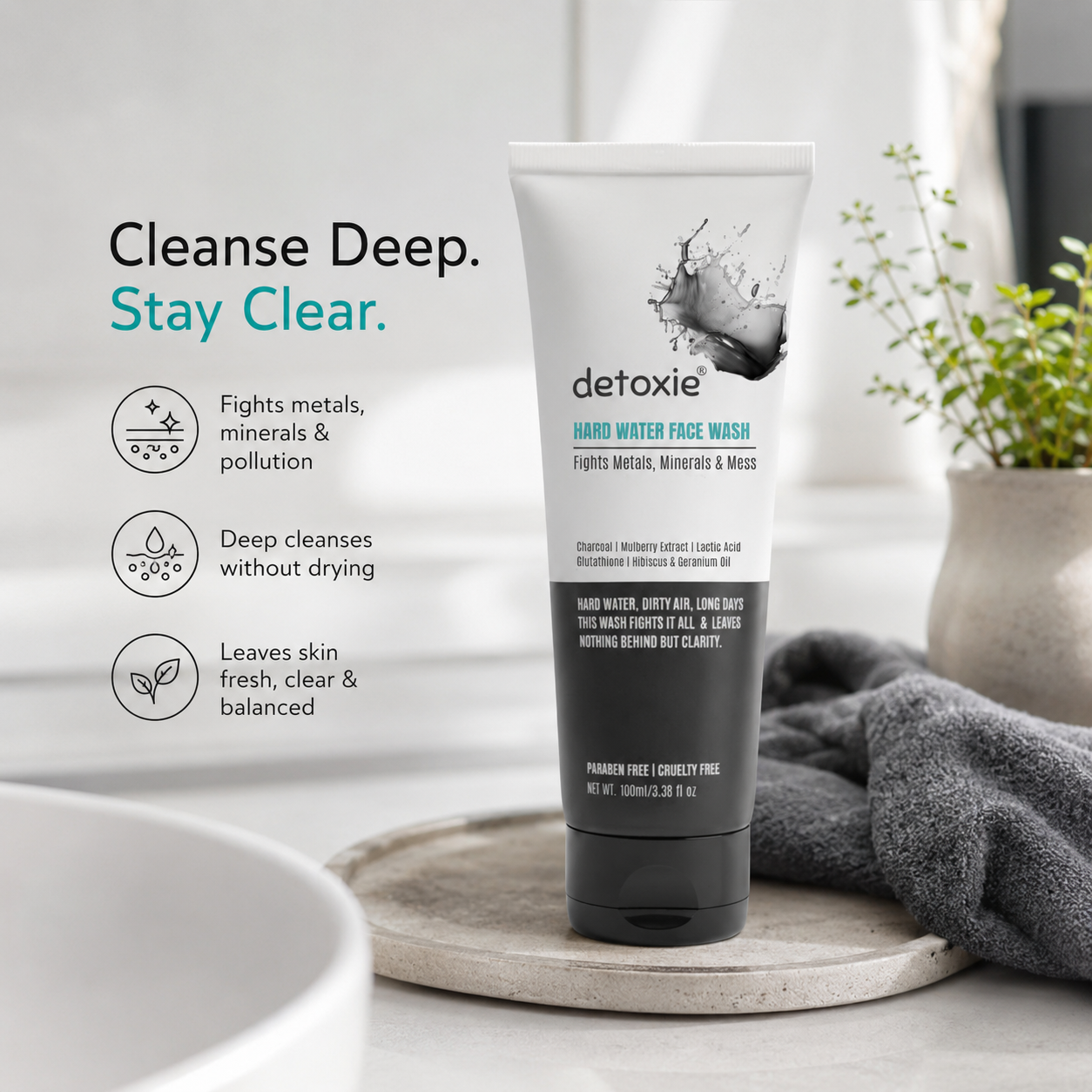 Detoxie Charcoal Face Wash with Charcoal & Mulberry Extract