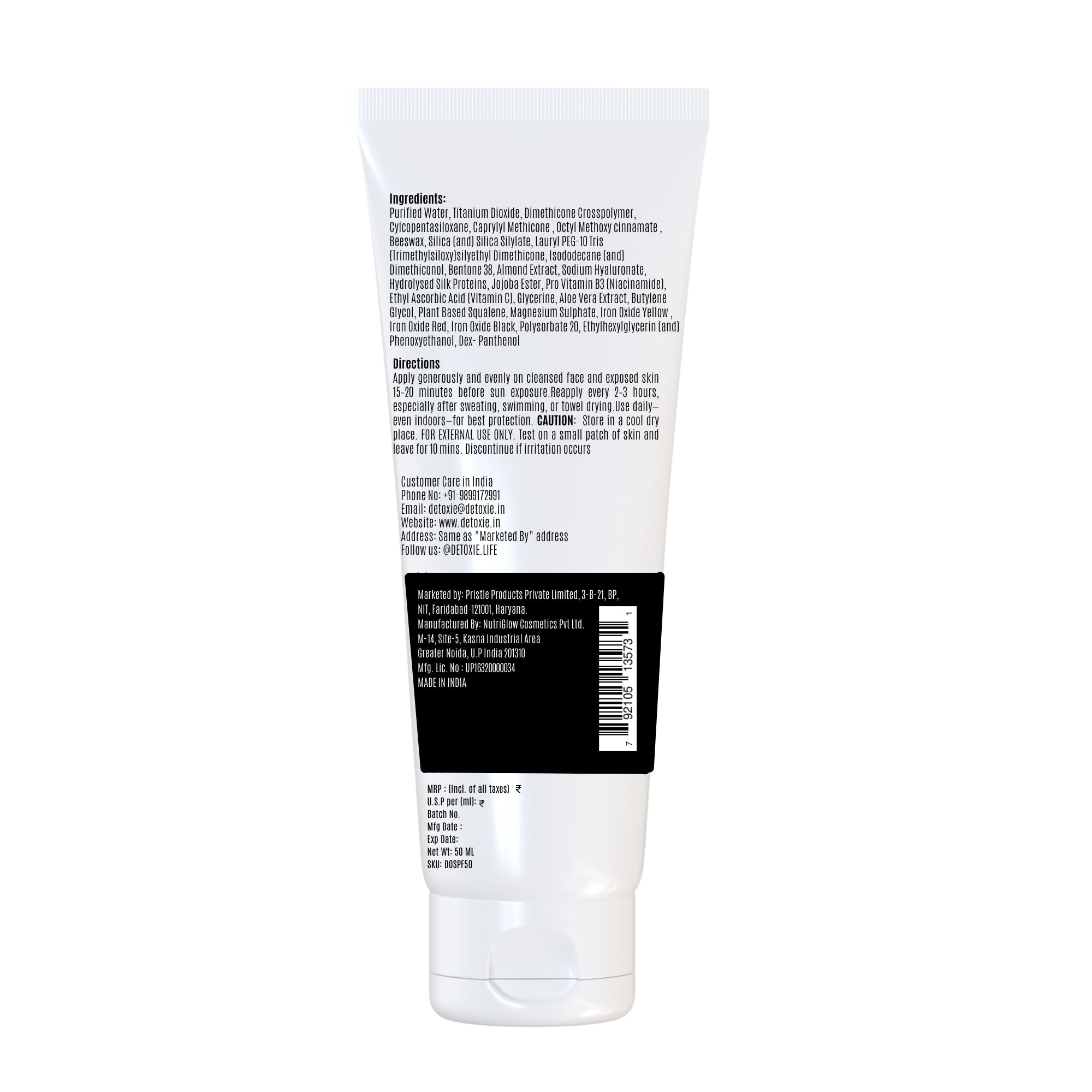 Squalene & Silk Protiens SPF50 Sunscreen Gel - 50ml