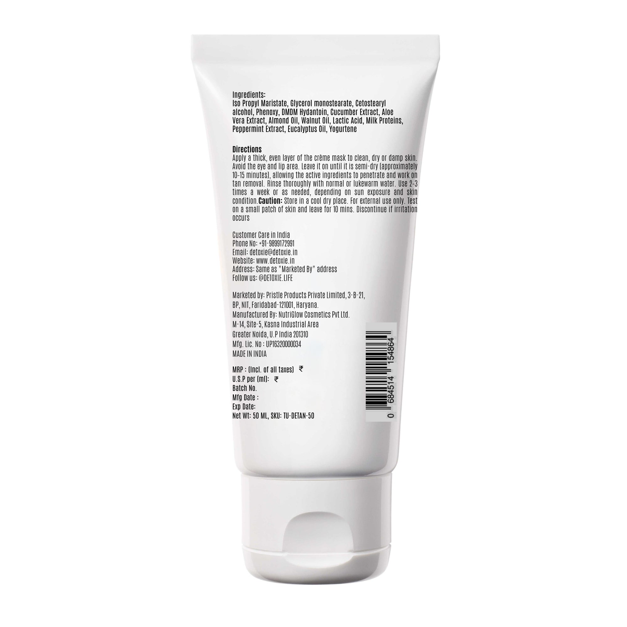 Detan Cream Mask with Mint & Yogurt | 50g