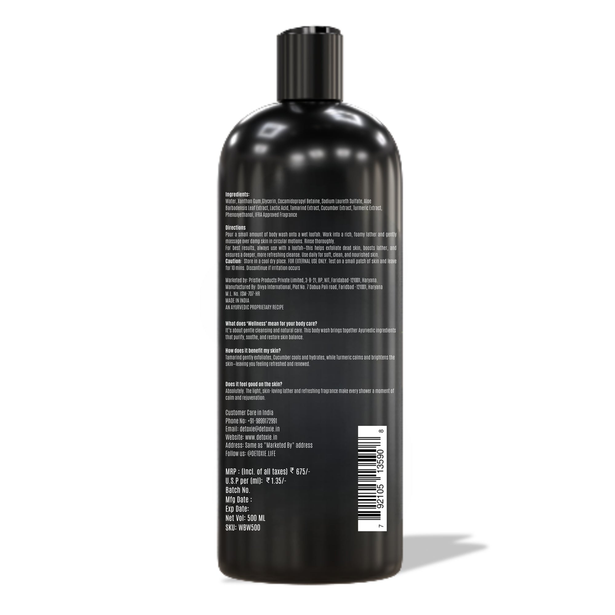 Pack of 2 Body Wash with Loofah - Wellness - 500 ml Each