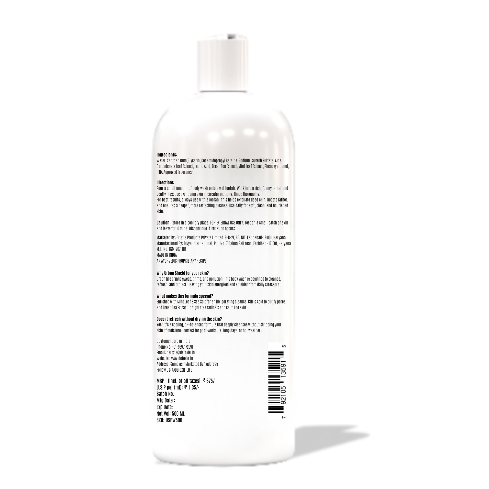 Urban Shield Body Wash with Loofah- 500 ml