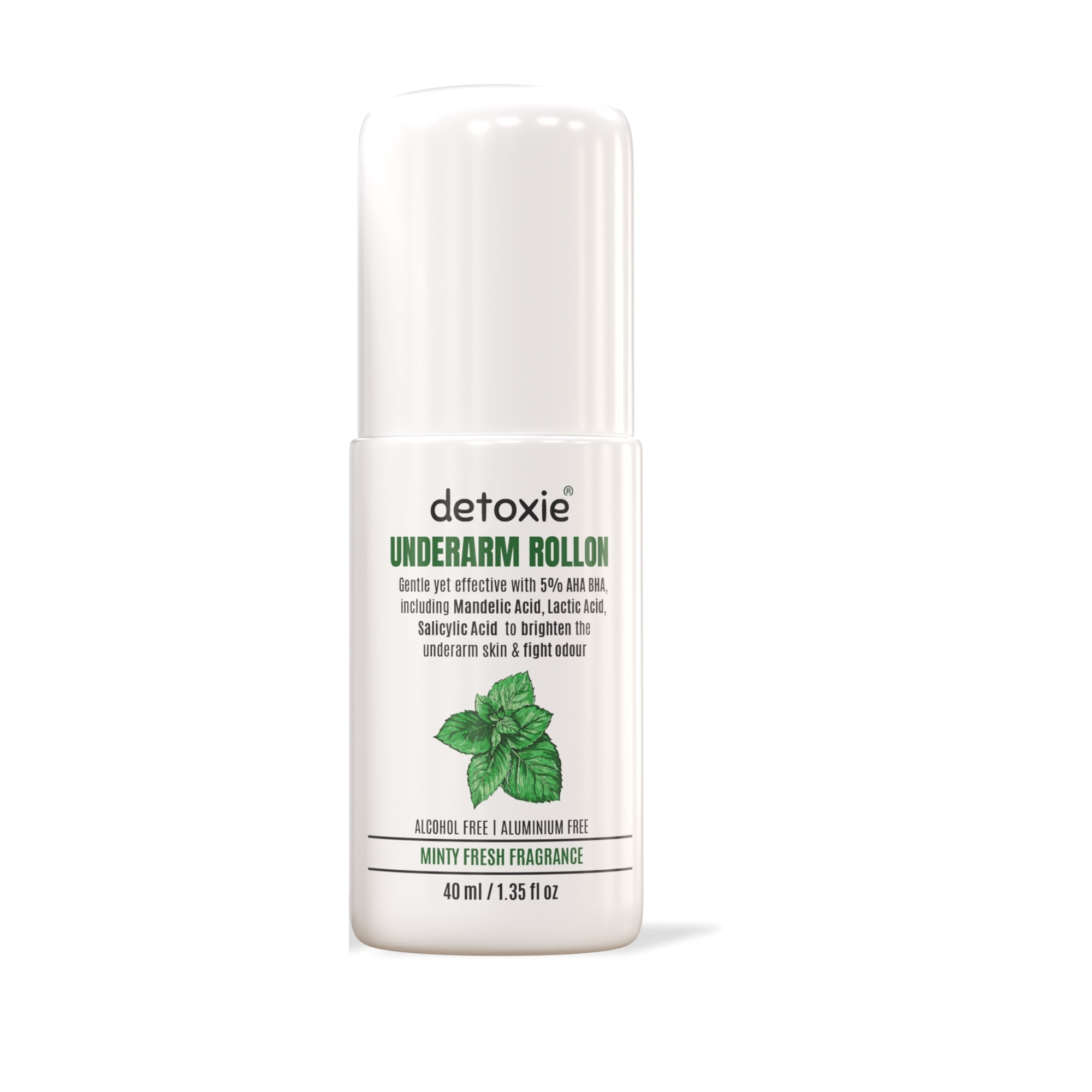 5% AHA BHA Underarm Lightening Deo Roll On | Men & Women | 40 ml | Minty Fresh Fragrance