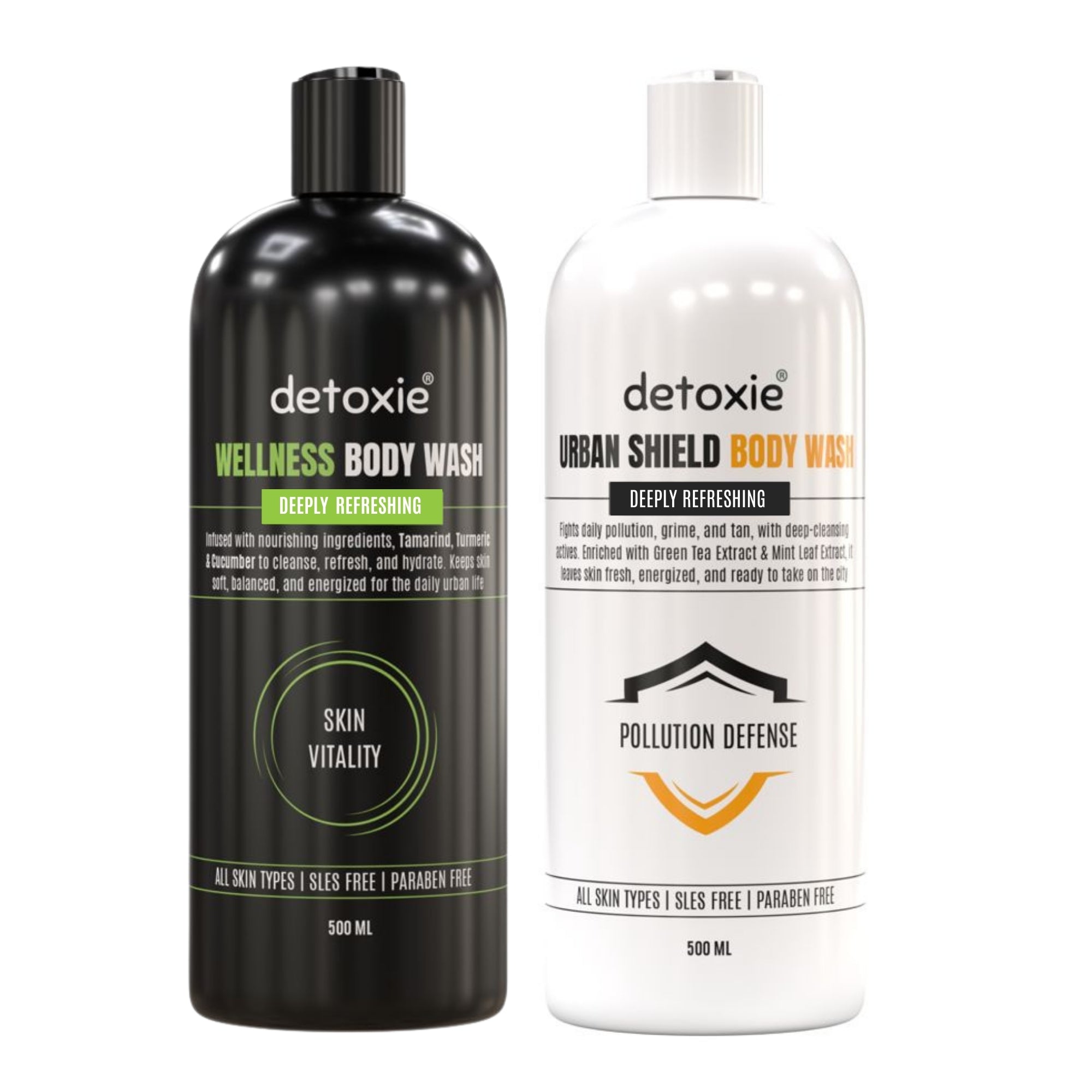 Pack of 2 Body Wash with Loofah - Urban Shield & Wellness - 500 ml Each