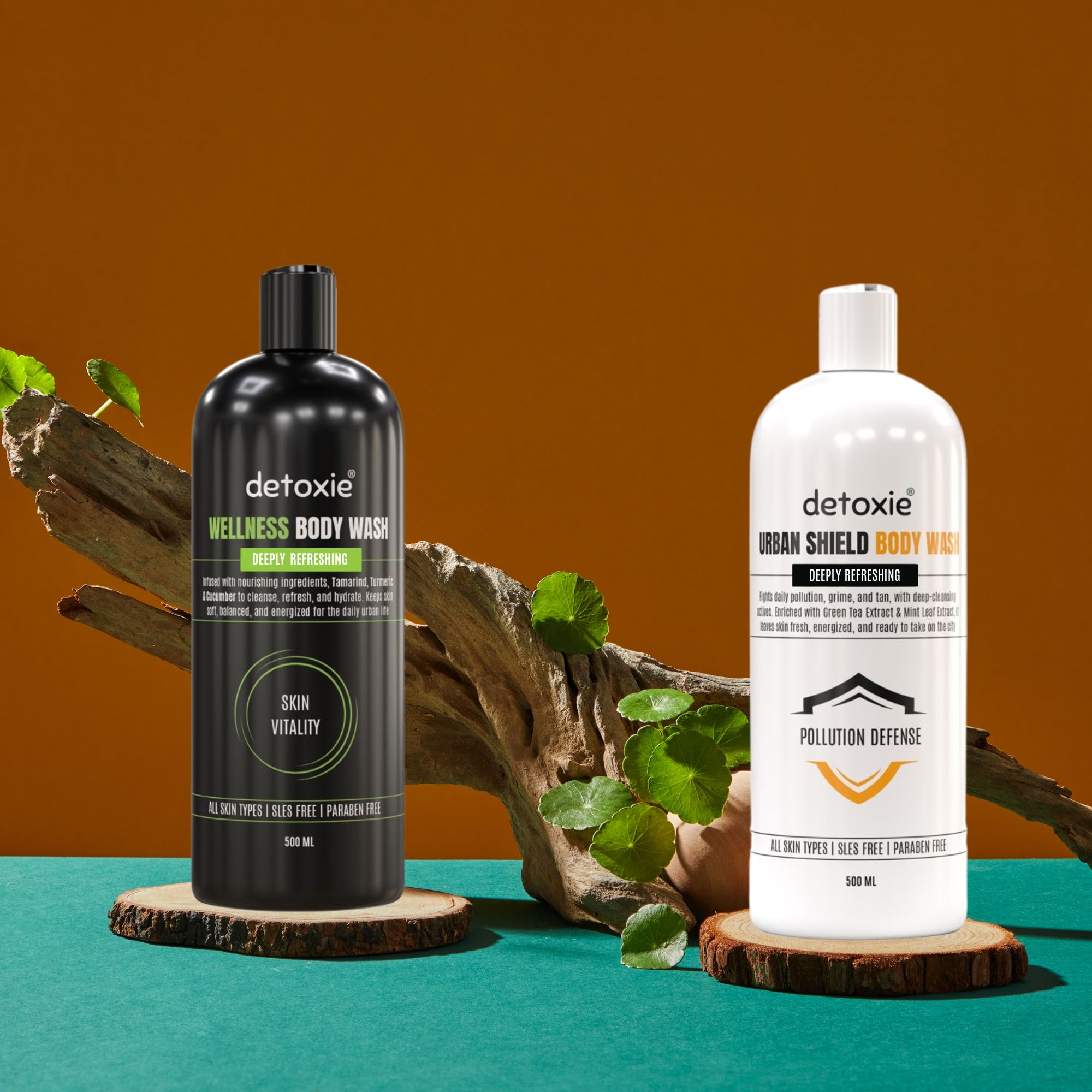 Pack of 2 Body Wash with Loofah - Urban Shield & Wellness - 500 ml Each