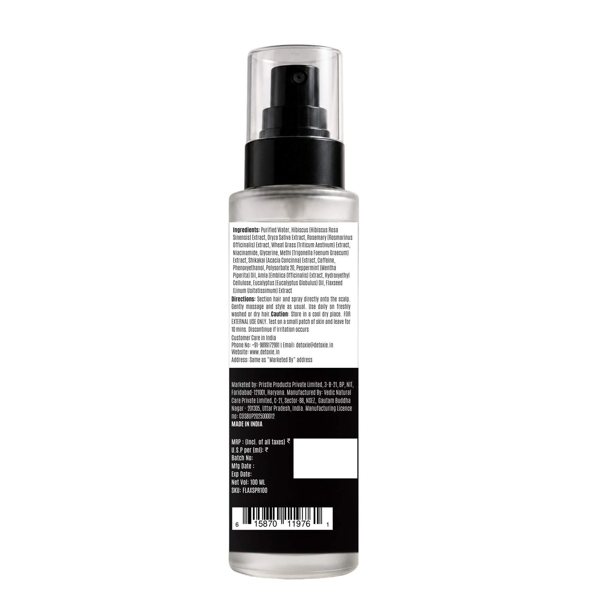 Rosemary Hair Growth Spray with Rice Water & Flaxseed | Stronger, Thicker Looking Hair