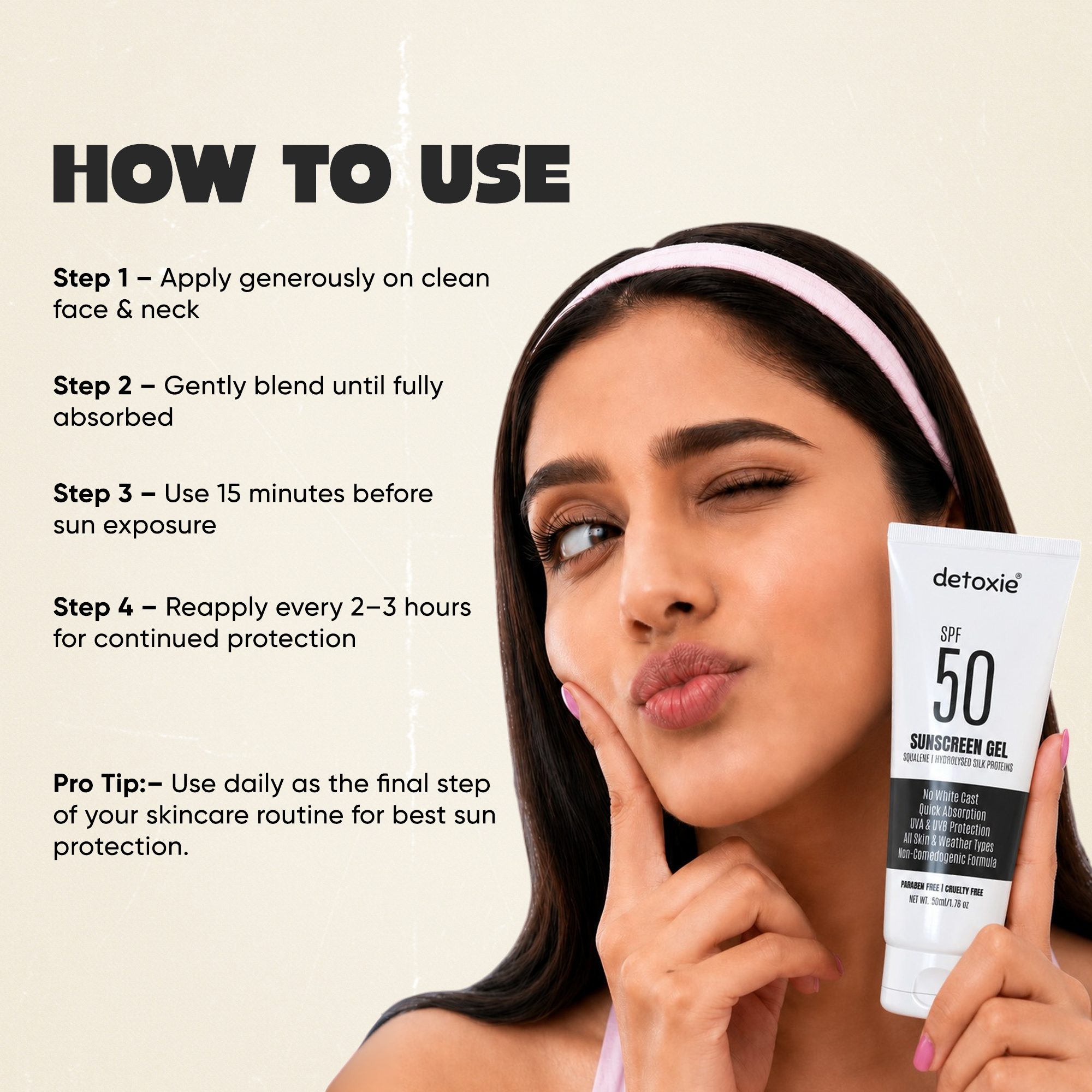 Squalene & Silk Protiens SPF50 Sunscreen Gel - 50ml