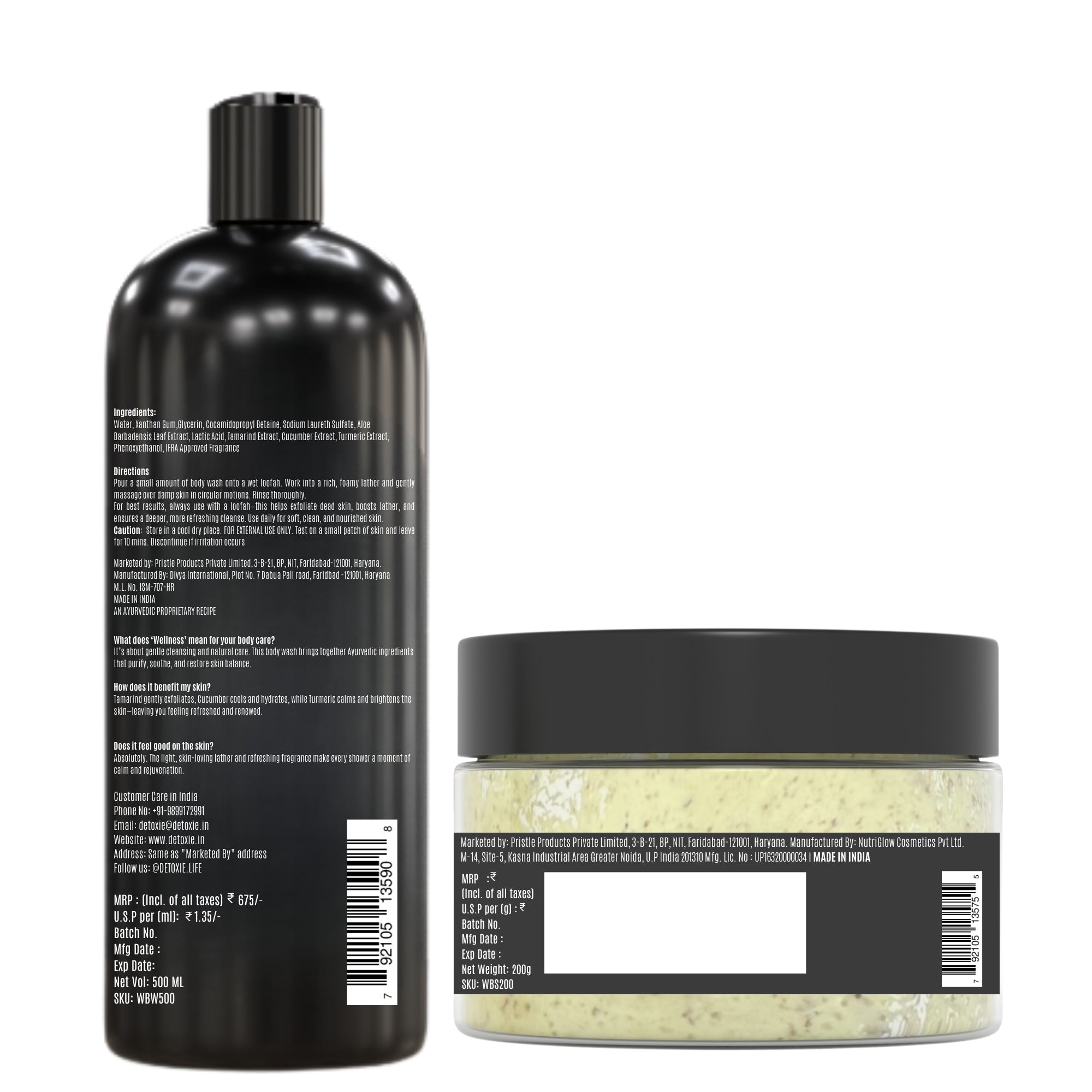 Wellness Body Wash & Body Scrub Combo - 700 ml