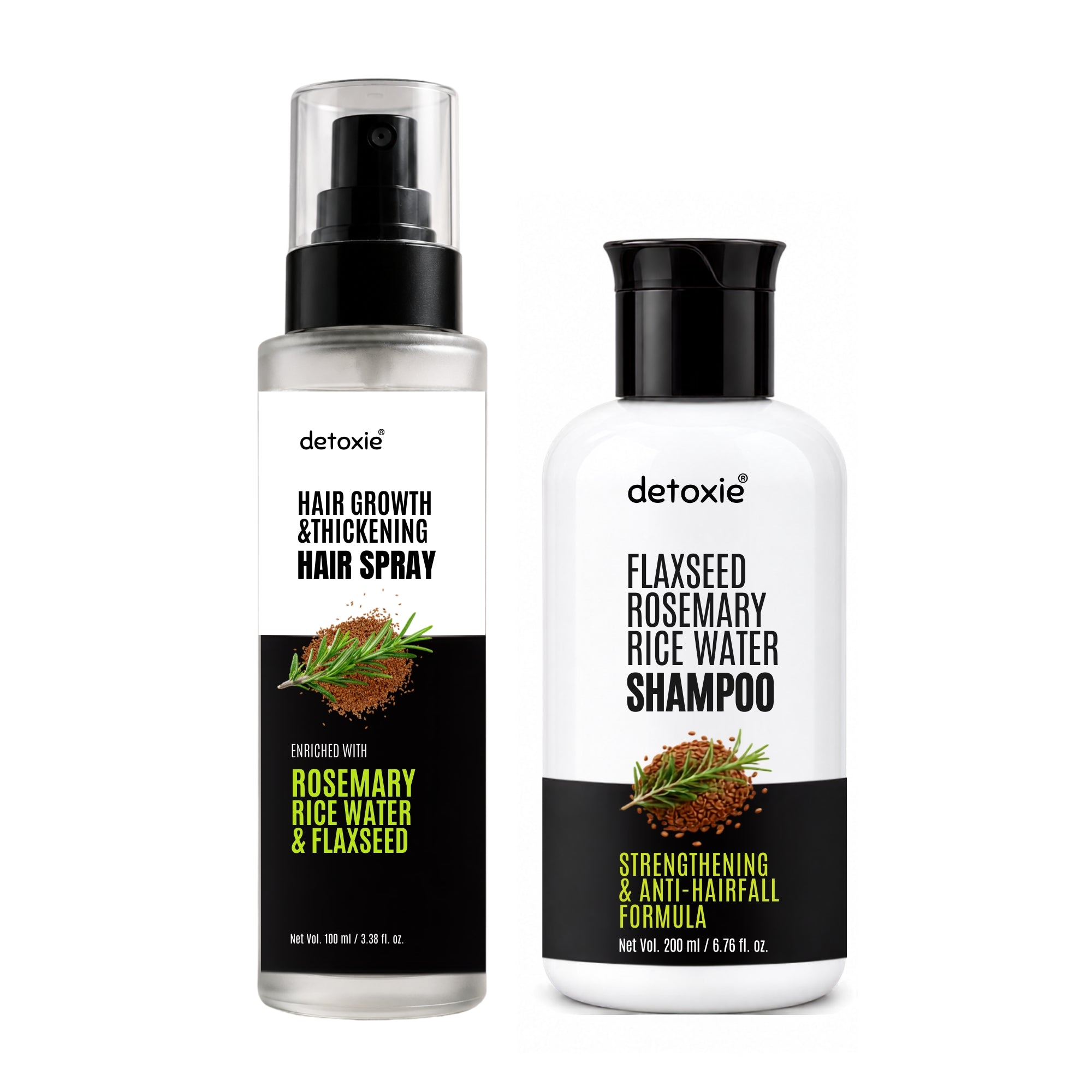 Flaxseed, Rosemary & Rice Water Duo | Shampoo + Rosemary Hair Spray