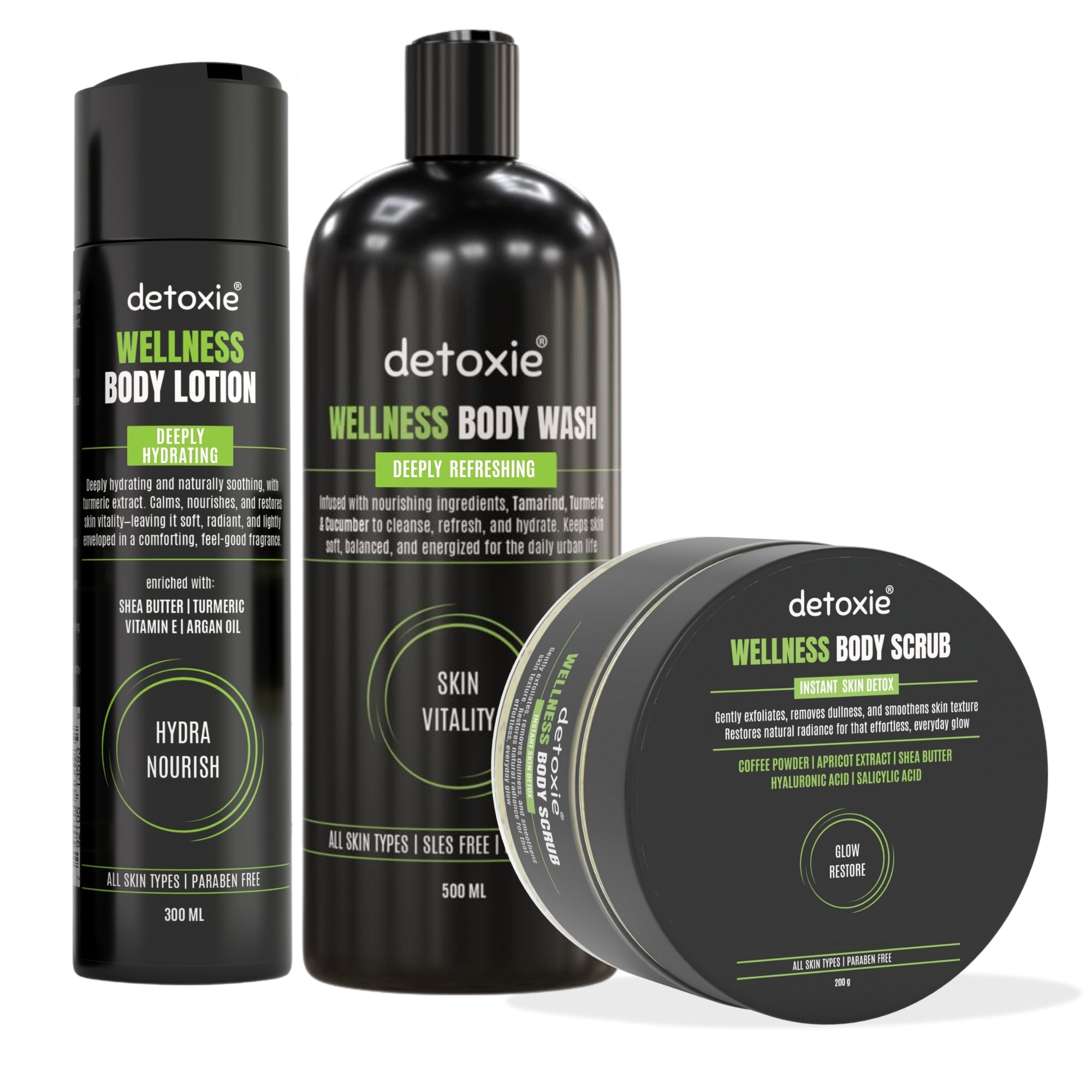 Wellness Body Wash, Lotion & Scrub Combo - 1000 ml