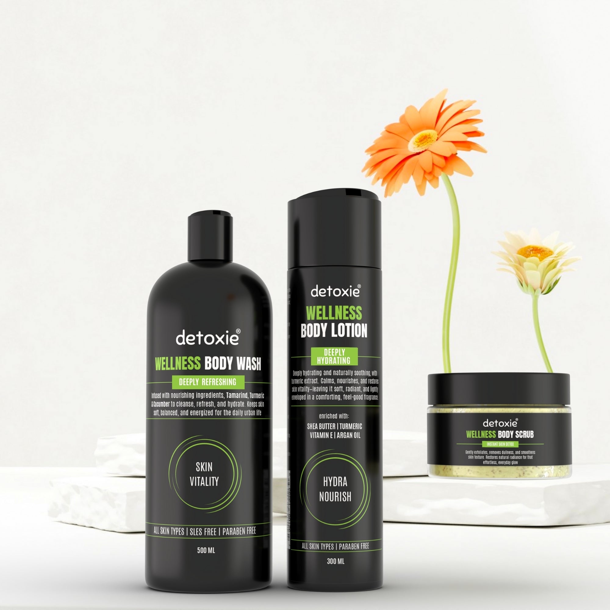 Wellness Body Wash, Lotion & Scrub Combo - 1000 ml