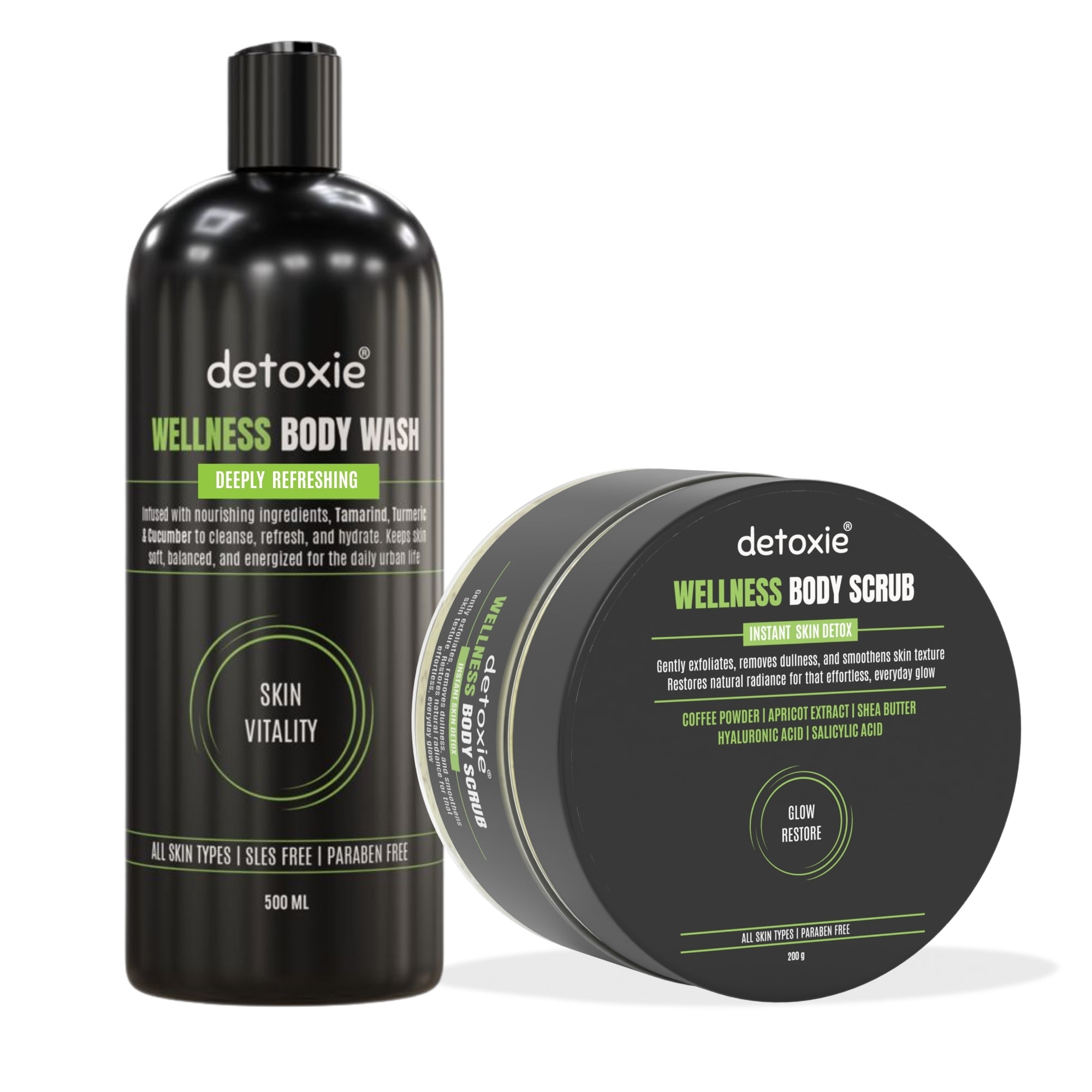 Wellness Body Wash & Body Scrub Combo - 700 ml