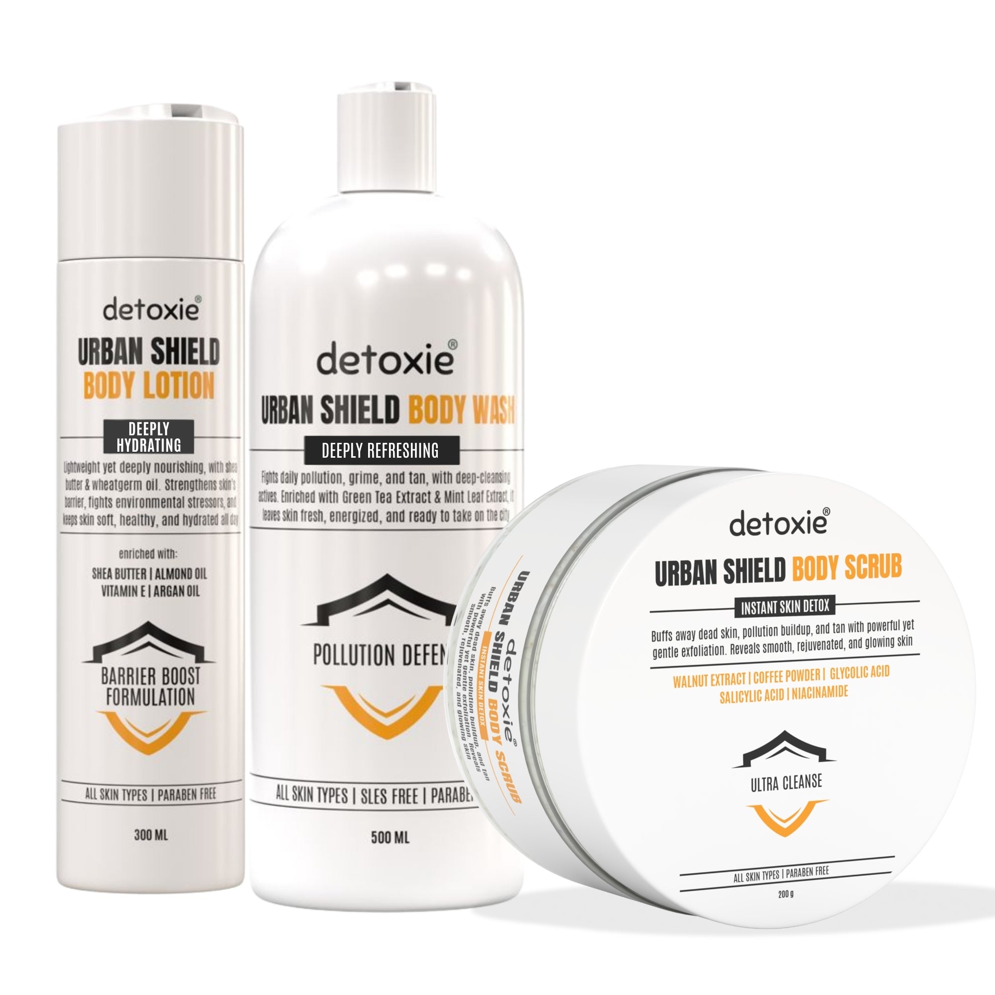 Urban Shield Body Wash, Lotion & Scrub Combo - 1000 ml