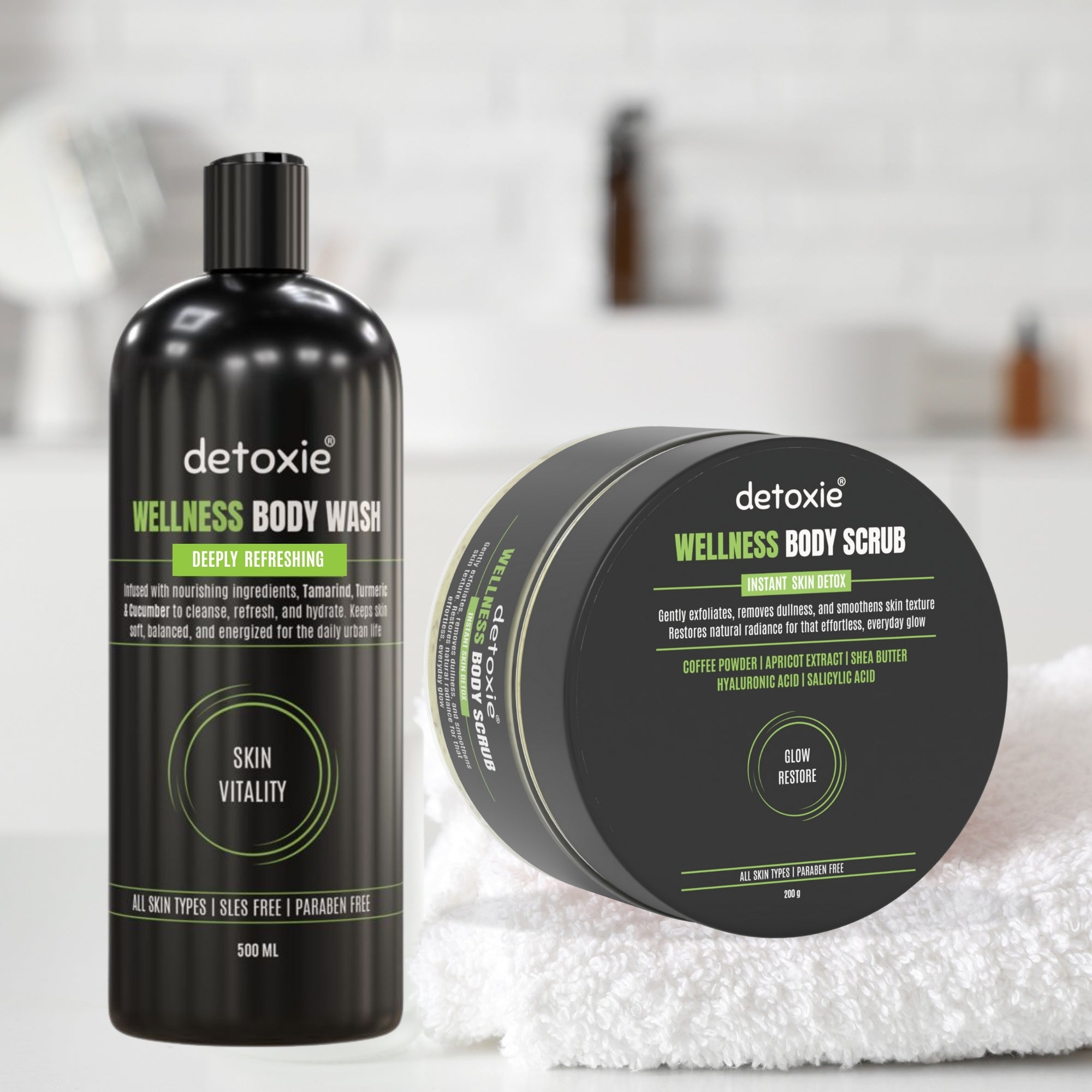 Wellness Body Wash & Body Scrub Combo - 700 ml