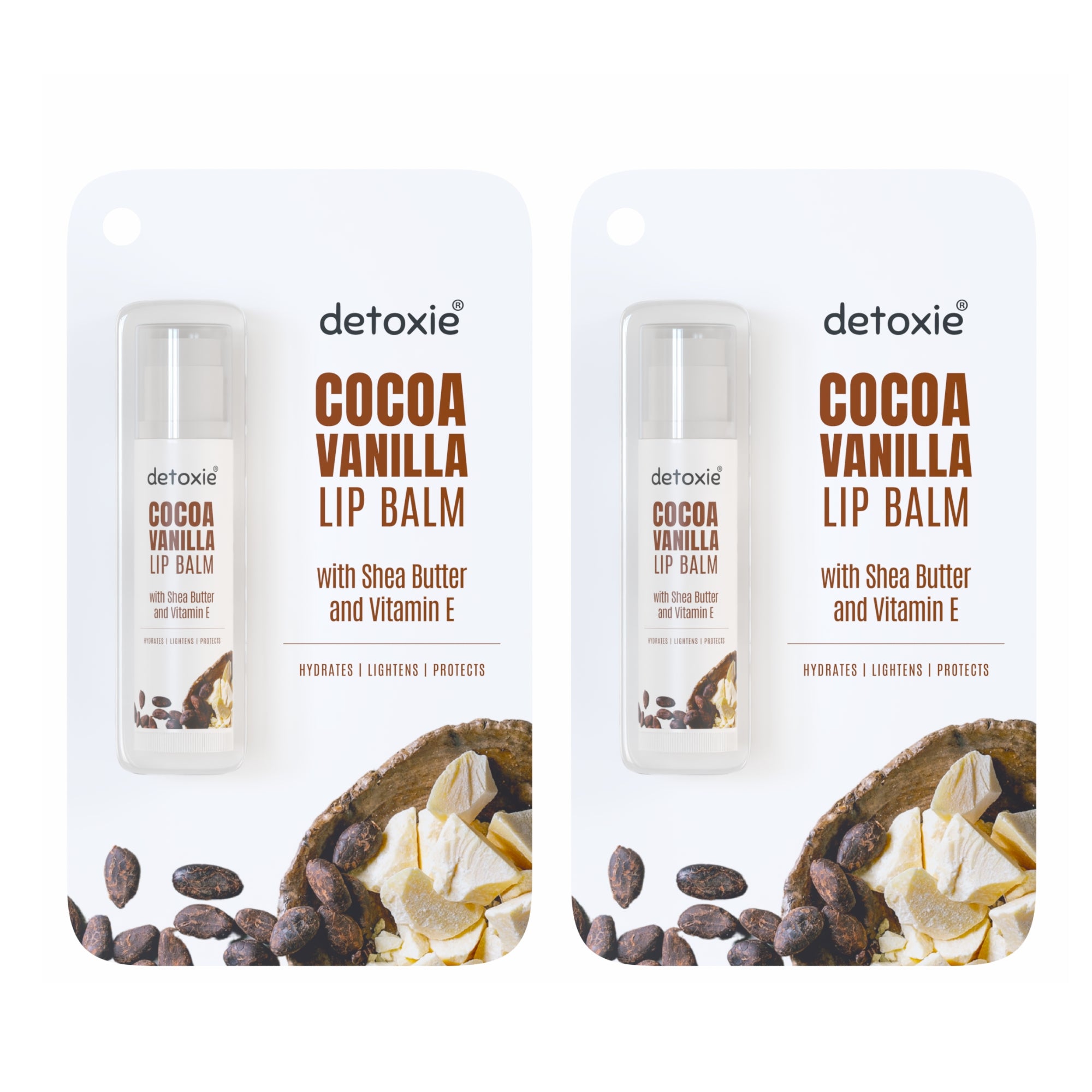 Detoxie Pack of 2 Cocoa Vanilla Lip Balm Combo- 4.5g each
