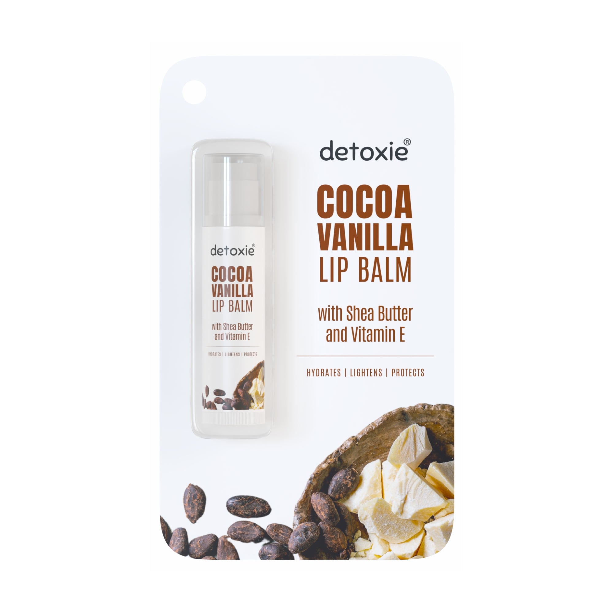 Detoxie Pack of 2 Cocoa Vanilla Lip Balm Combo- 4.5g each