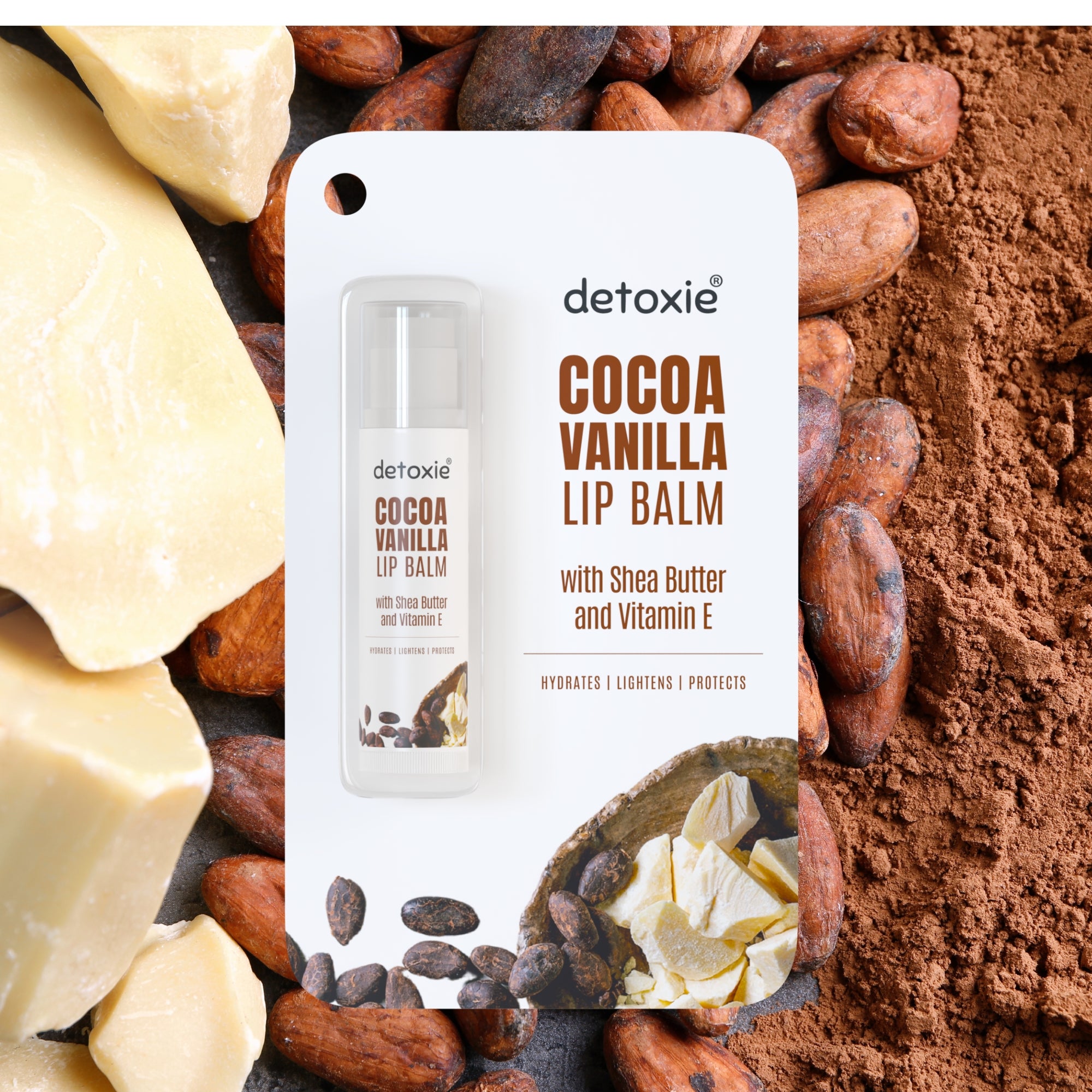 Detoxie Pack of 2 Cocoa Vanilla Lip Balm Combo- 4.5g each