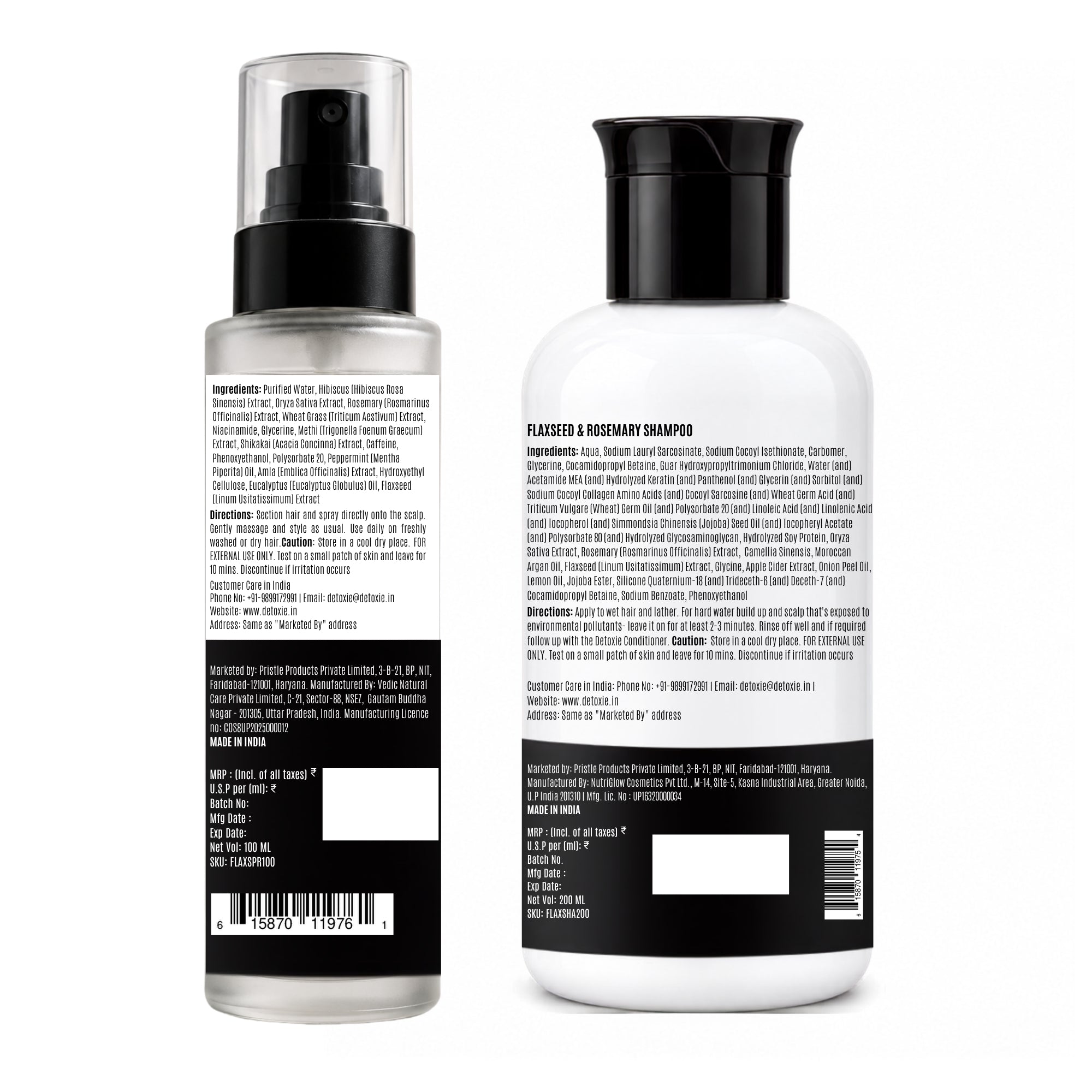 Flaxseed, Rosemary & Rice Water Duo | Shampoo + Rosemary Hair Spray
