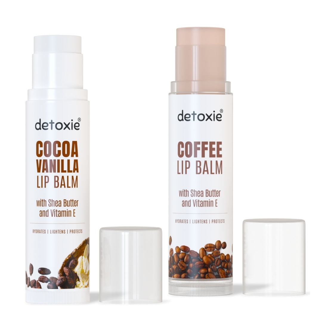 Detoxie Pack of 2 Coffee & Cocoa Vanilla Lip Balm Combo- 4.5g each