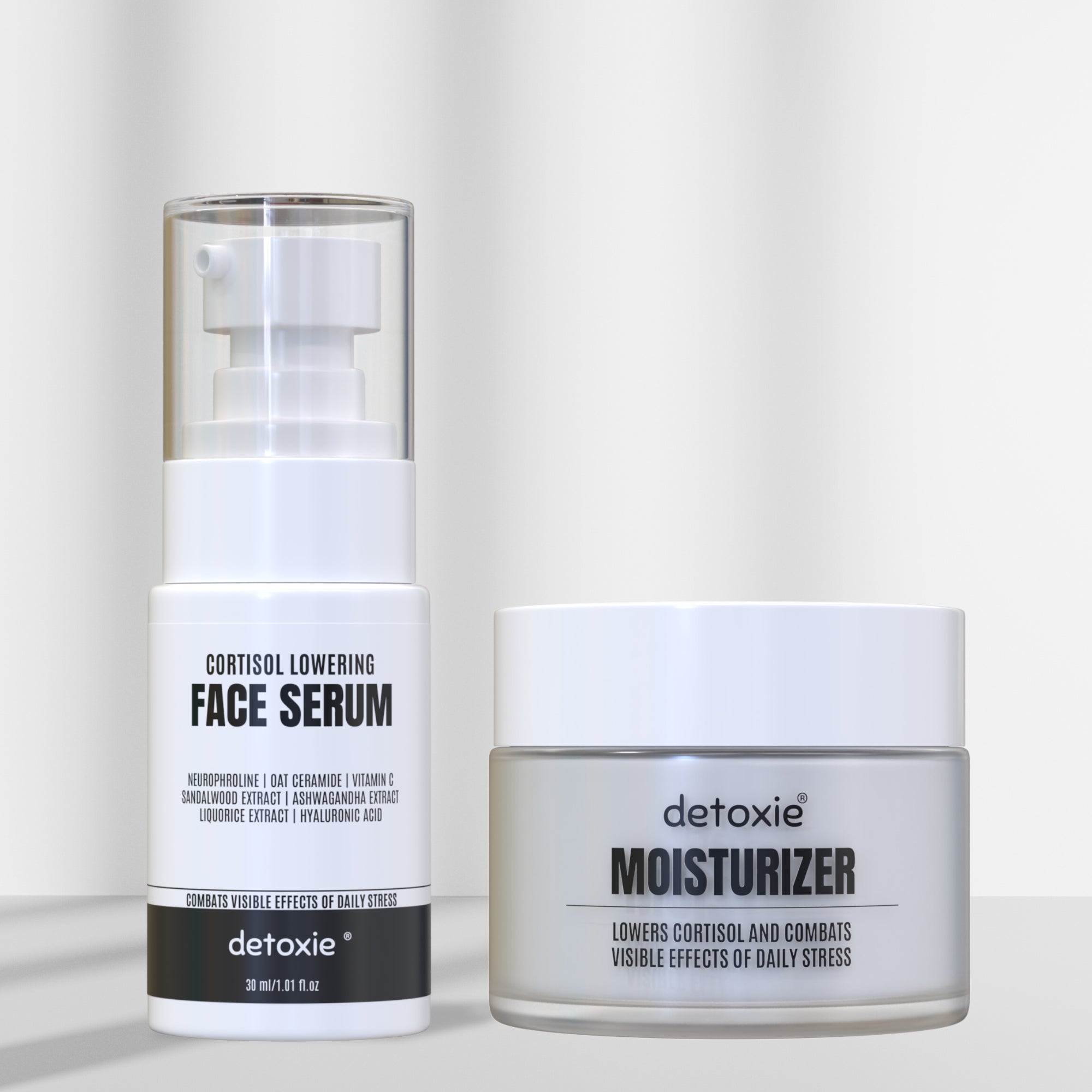 Cortisol Lowering AM & PM Duo | Cortisol Lowering Face Serum 30ml + Moisturizer 50g Combo