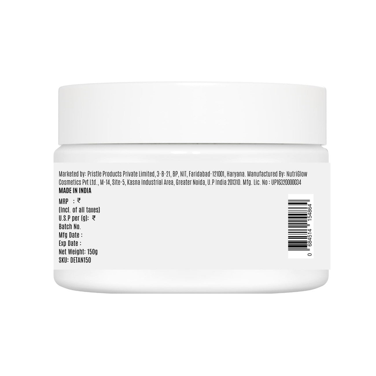 Detan Cream Mask With Mint & Yogurt -150g