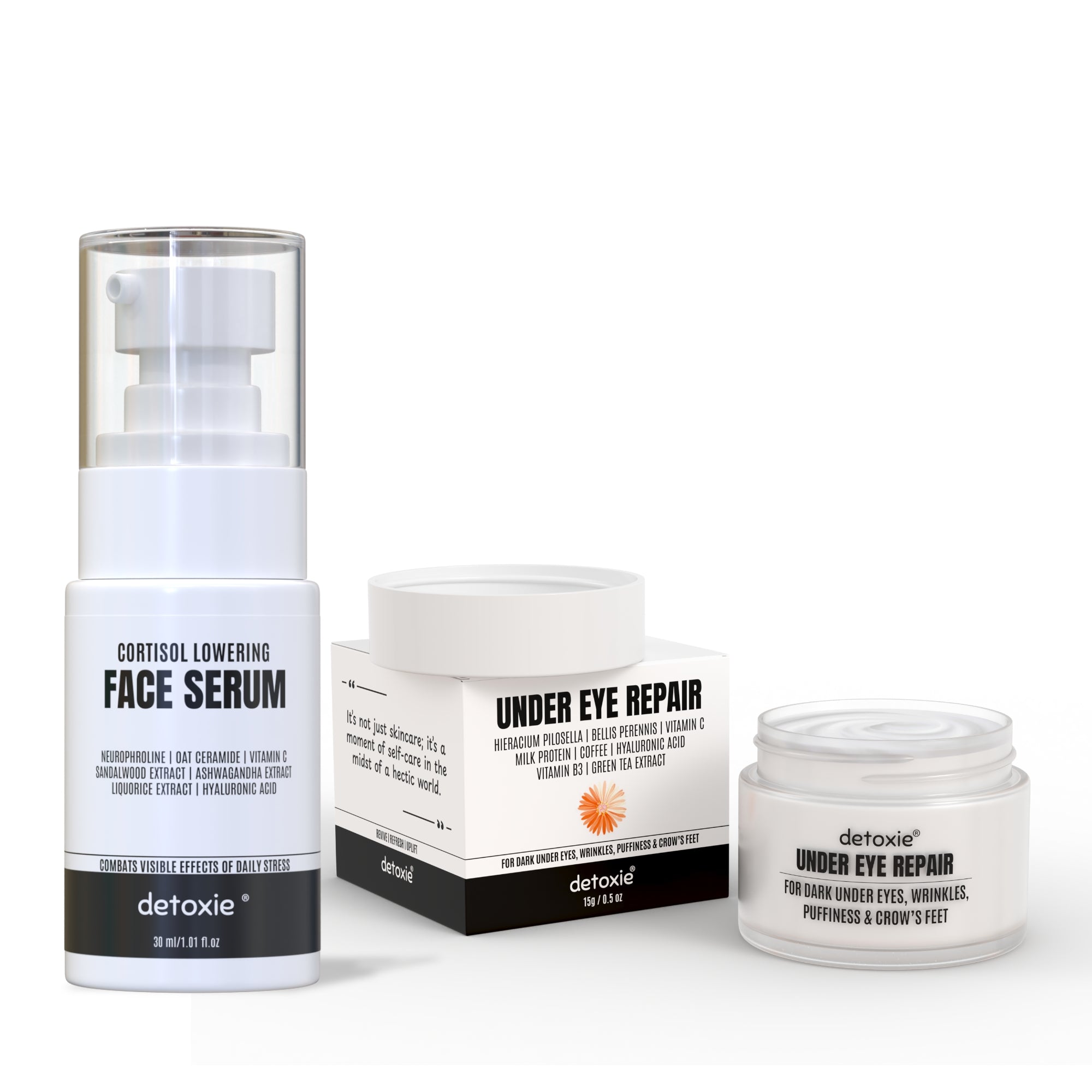 Dark Circle & Cortisol Lowering Combo| Cortisol Lowering Serum 30ml + Under Eye Cream15g