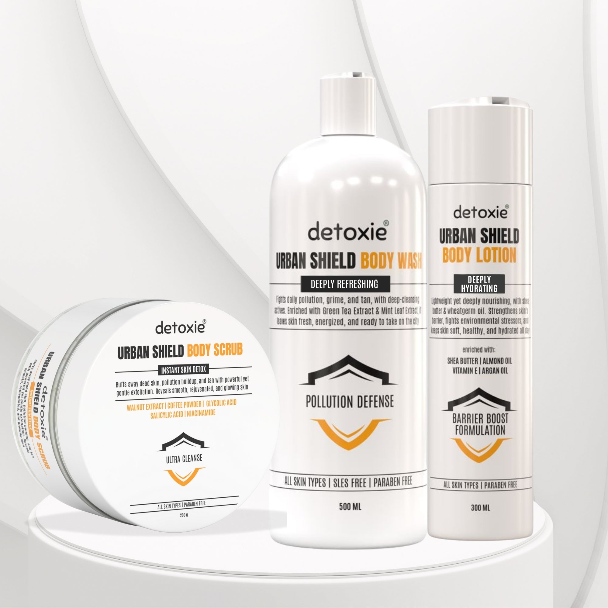 Urban Shield Body Wash, Lotion & Scrub Combo - 1000 ml