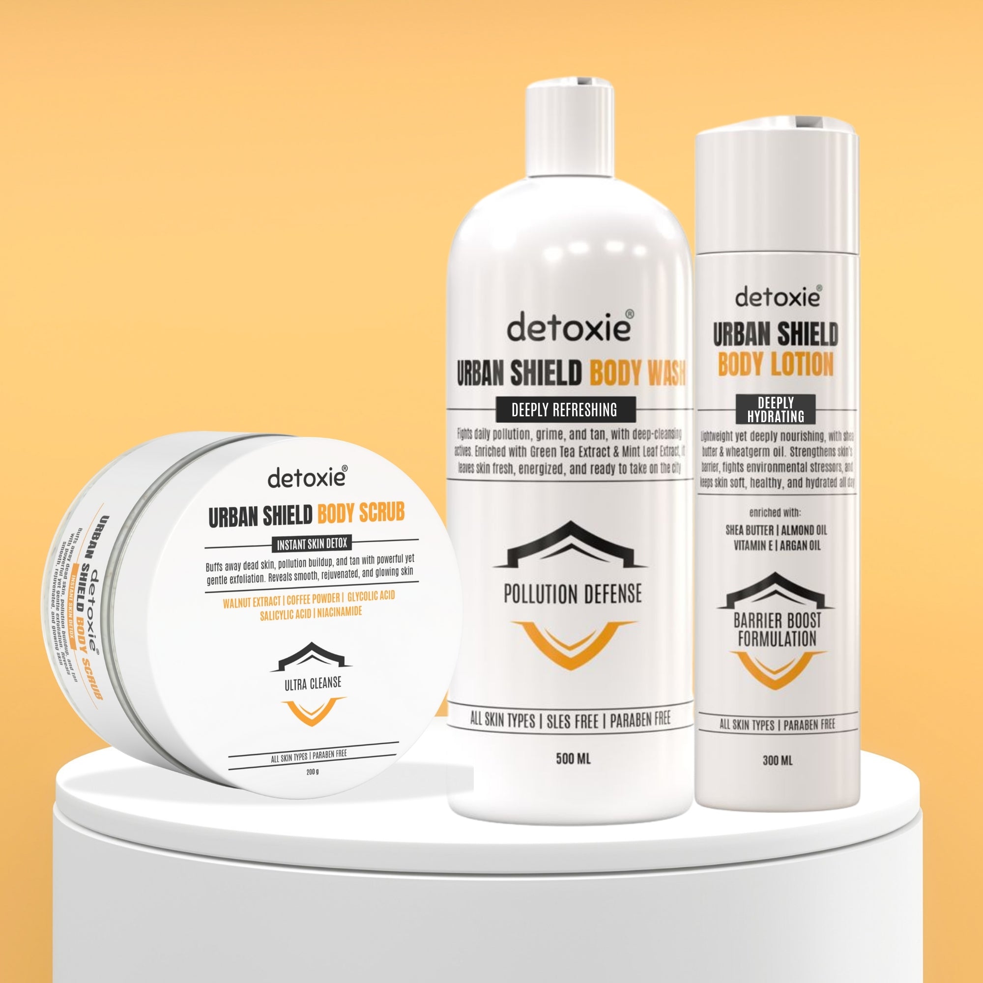 Urban Shield Body Wash, Lotion & Scrub Combo - 1000 ml