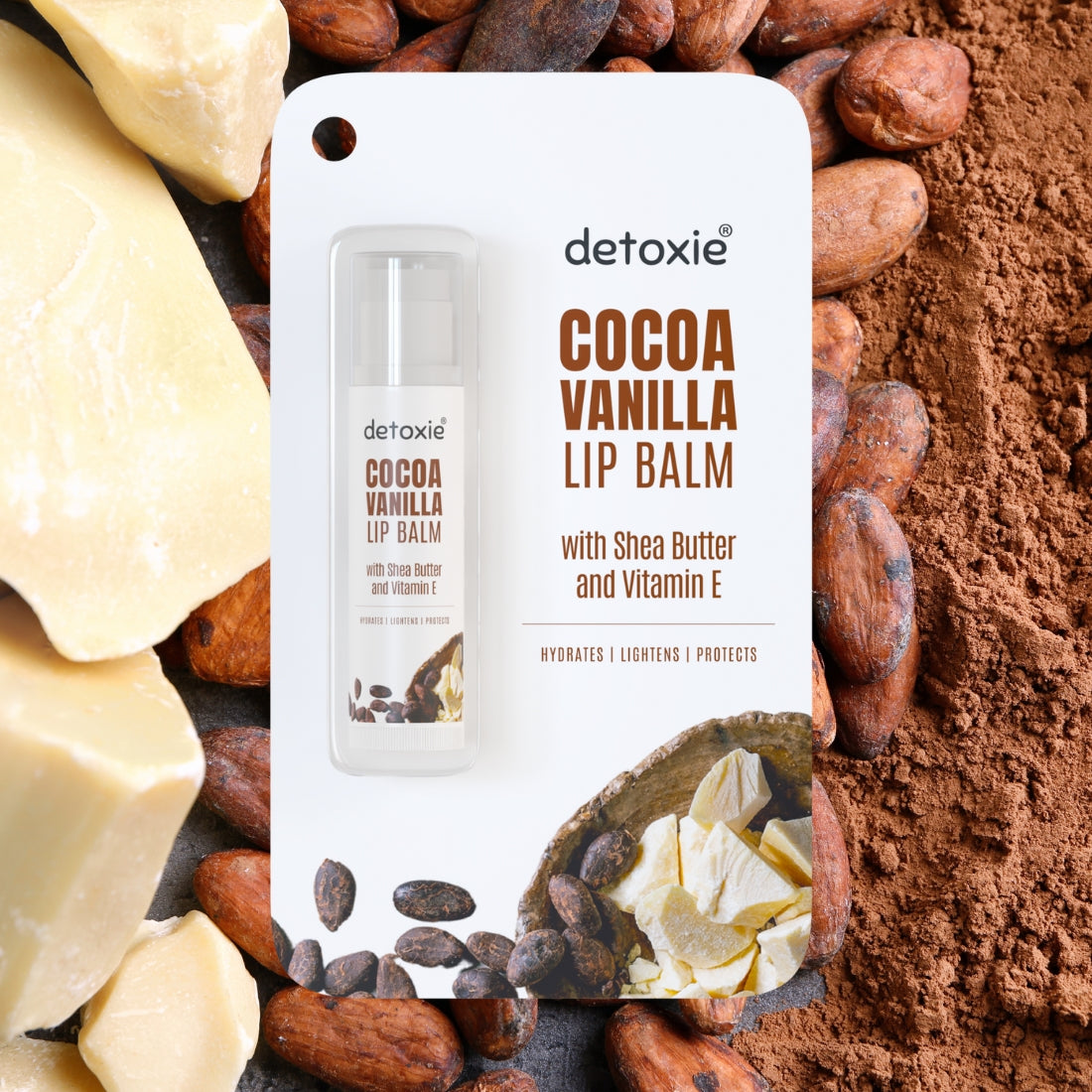 Detoxie Pack of 2 Cocoa Vanilla With Vitamin E, Shea Butter and Liquorice - 4.5 g Each