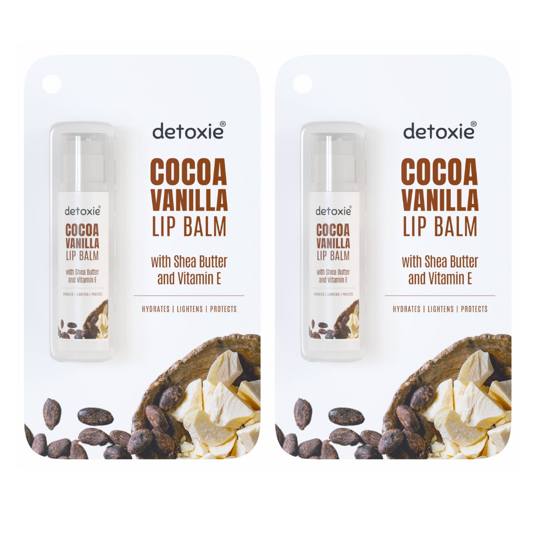 Detoxie Pack of 2 Cocoa Vanilla With Vitamin E, Shea Butter and Liquorice - 4.5 g Each